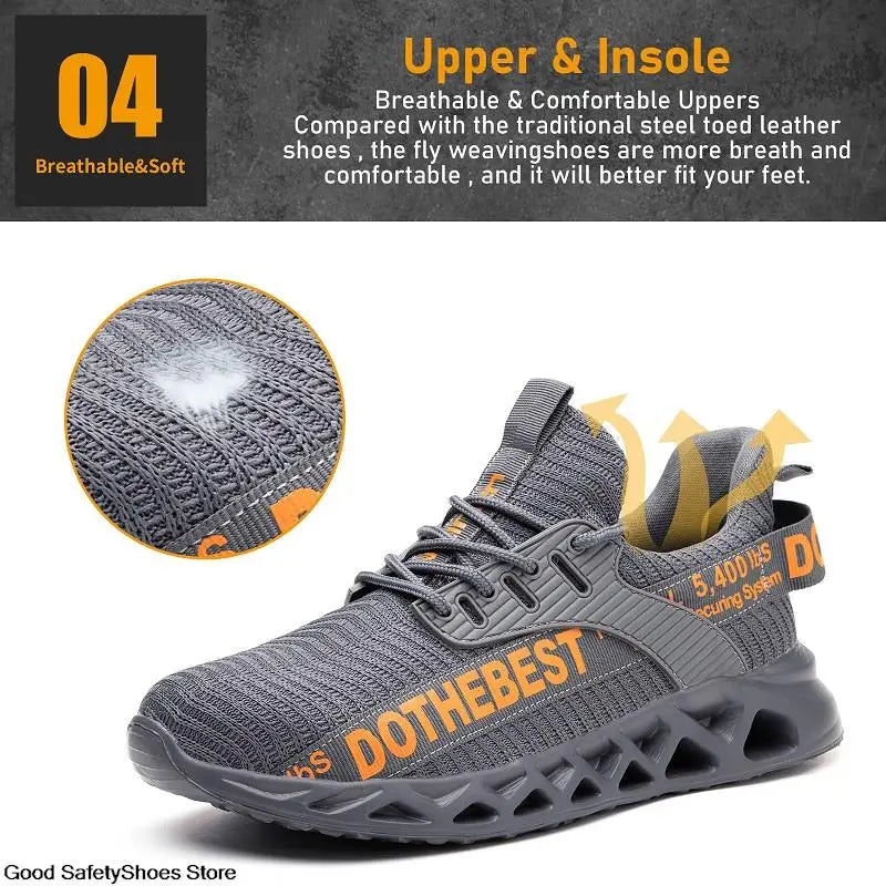 Safety Shoes Men For Work Sneakers Women'S Men Steel Toe Work Shoes Security Protective Shoes Lightweight Anti-Smash Anti-Puncture