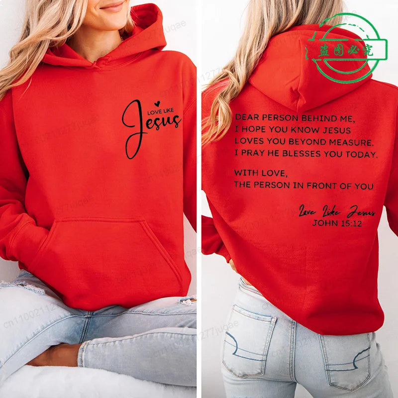 Dear Person Behind Me Graphic Hoodie - Women's Casual Fleece Pullover