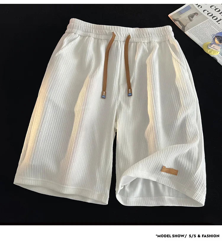 Ice Silk Casual Shorts Unisex Thin American Style Quick Dry Loose Large Size Beach Five-Quarter Pants Summer Lightweight Comfort