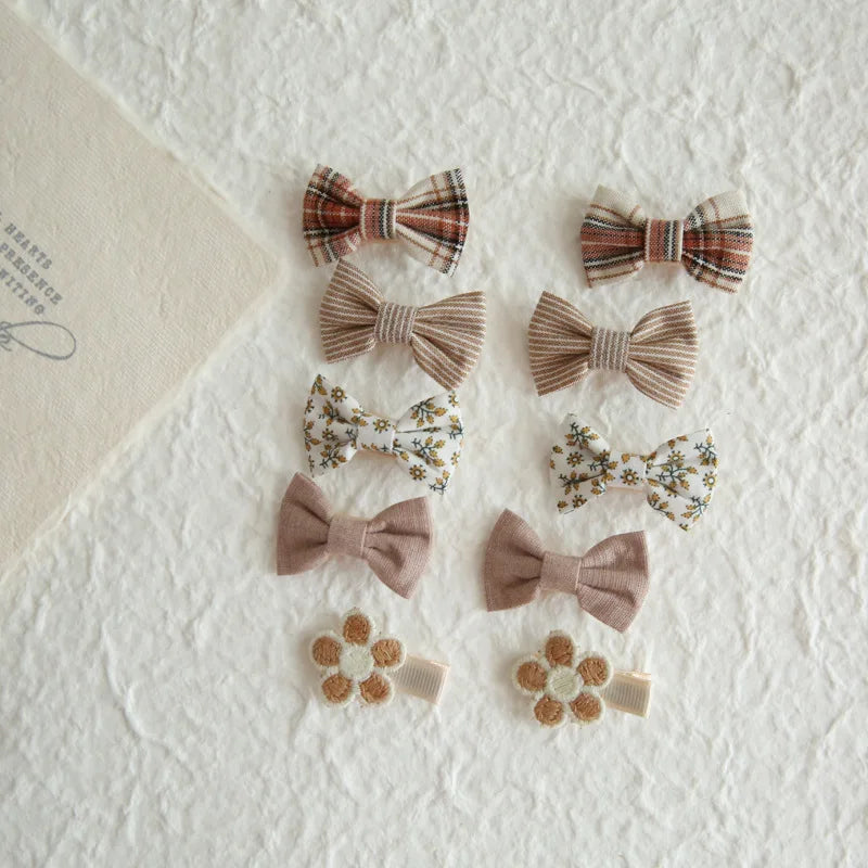 10Pcs/Set Children's Hairpins Cute Headwear Hair Accessories Bow for Baby Girl Scrunchie Hair Clips Kids Barrettes Headwear