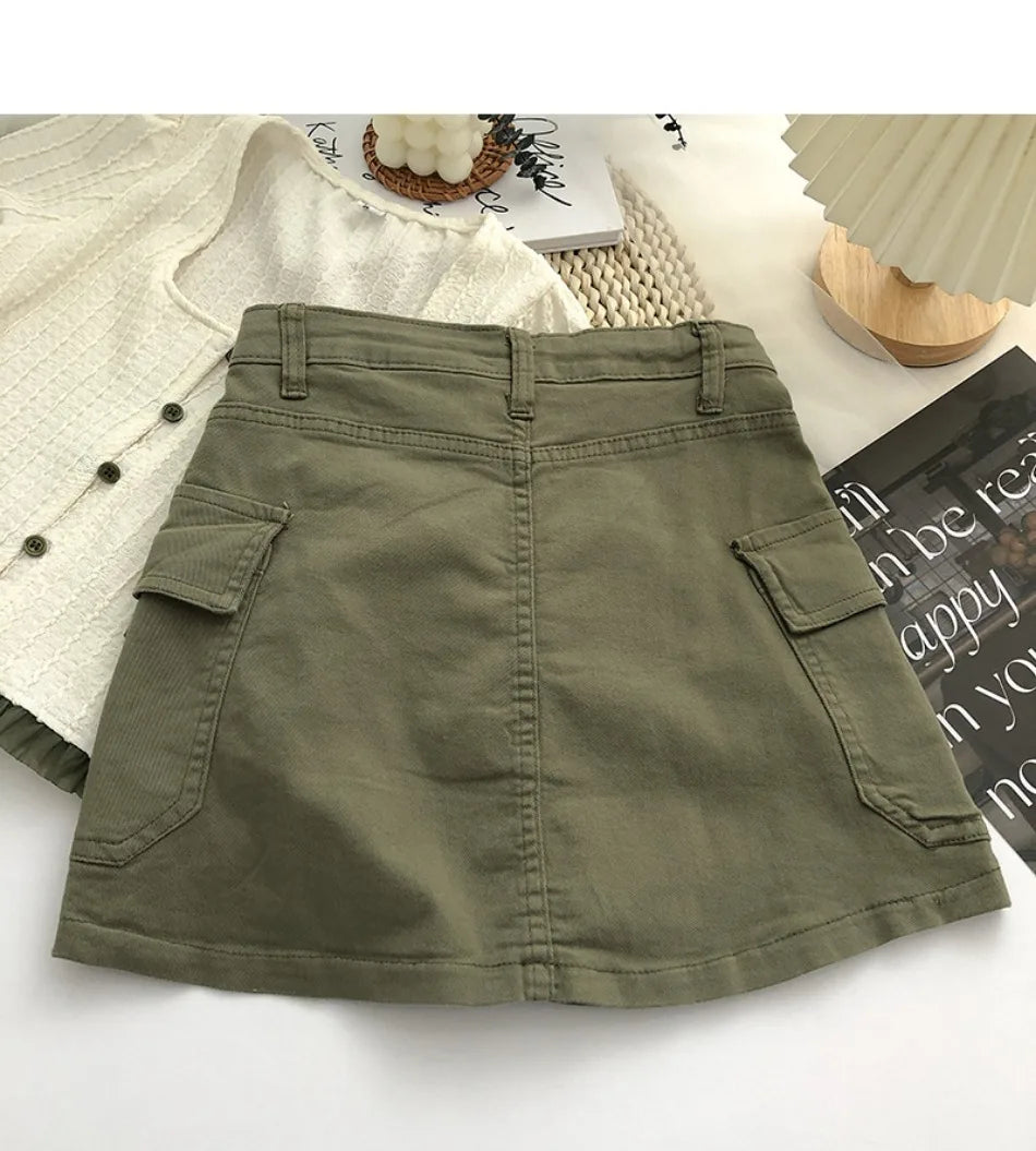 New in Women Summer Drawstring High Waist Denim Package Hip Half-body Skirt Korean Fashion Vintage Versatile Skirt Women Clothes