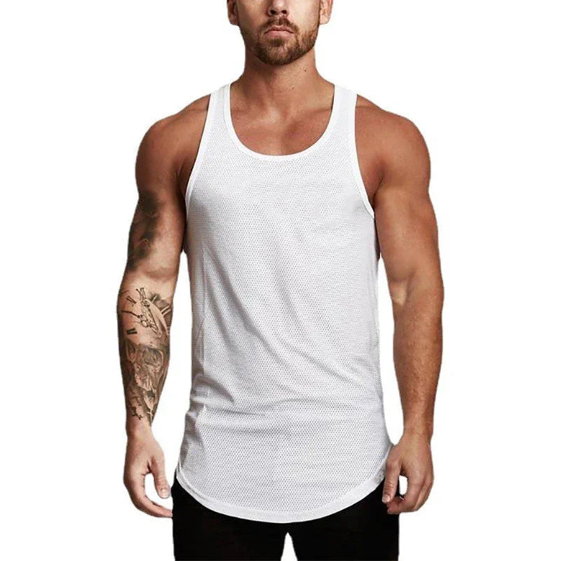 Men's Mesh Slim Fit Tank Top - Breathable Quick Dry Gym Shirt