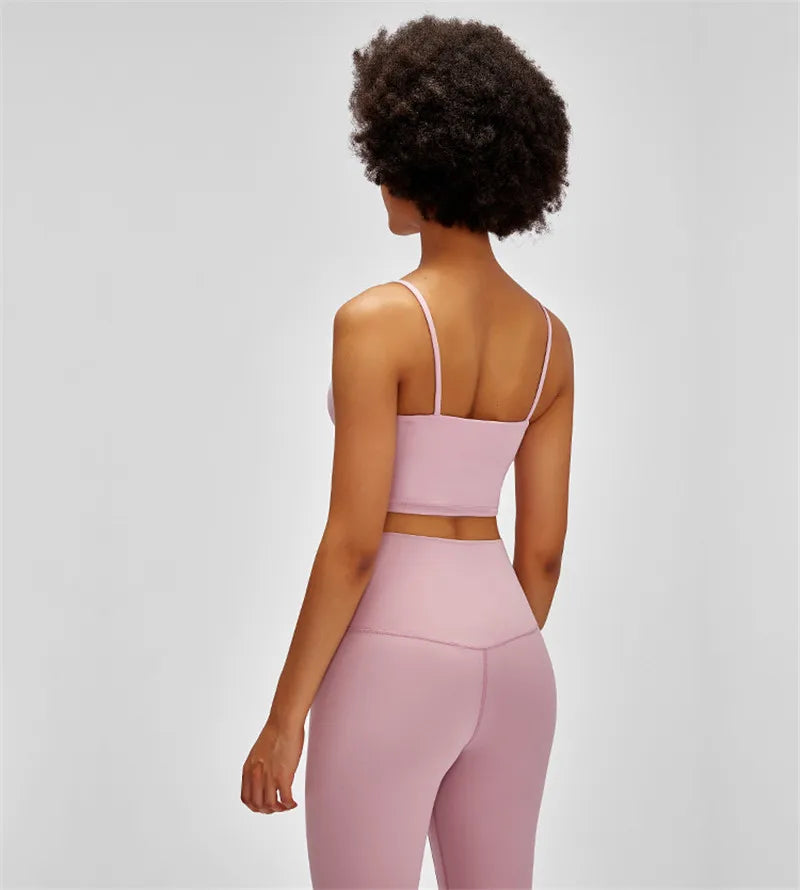 Solid Color Women Sports Bra Comprehensive Training Shockproof Halter Soft Sports Fitness Top Gym Yoga Chest Pad Comprehensive