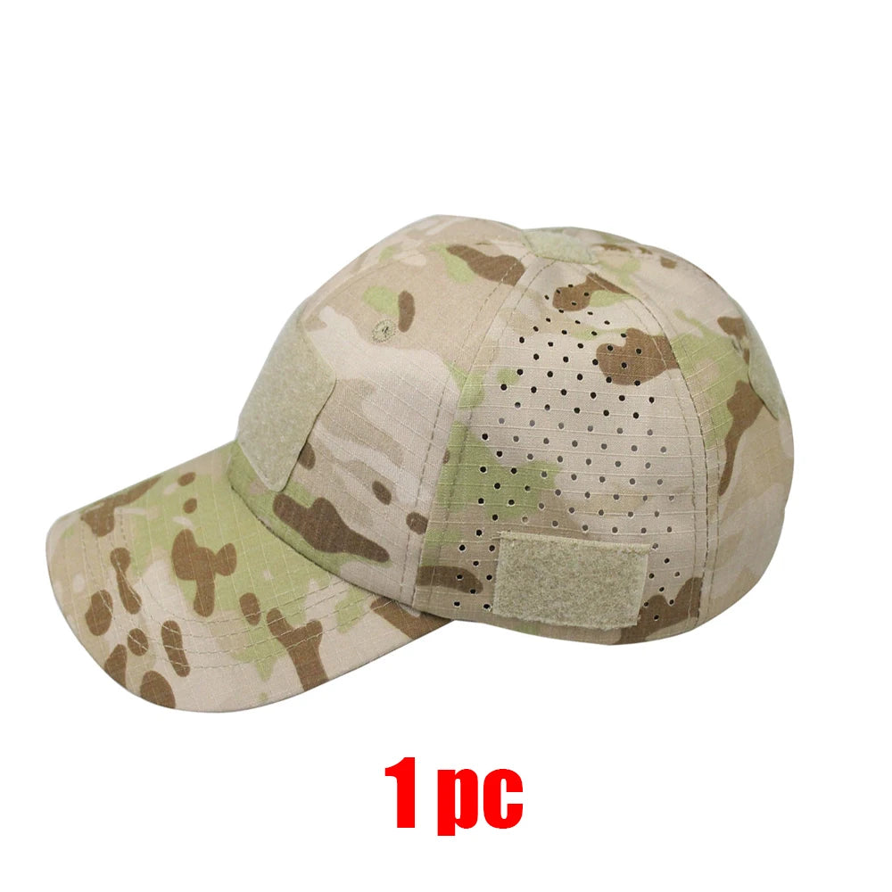 1/2Pcs New Men Camouflage Baseball Cap Breathable Sunscreen Hat Outdoor Sports Hunting Hiking Camping Beach Fishing Sun Hat
