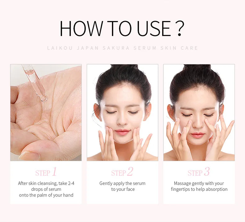 Laikou Rose or Sakura Essence Serum Deep Nourishing Repair Moisturizing Hydrating Anti Aging Facial Treatment Skin Care 100ml