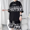 Summer Men'S Large Suit S-6Xl New Trendy Two Piece Set Korean High Street Fashion T-Shirt Shorts Tracksuits Designer Clothes Men