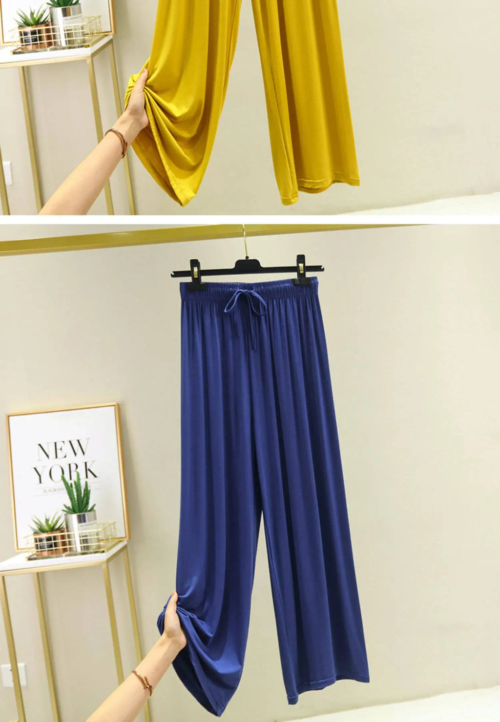 VGVFHZY Women's Wide Leg Pants High Waist Casual Loose Ice Silk