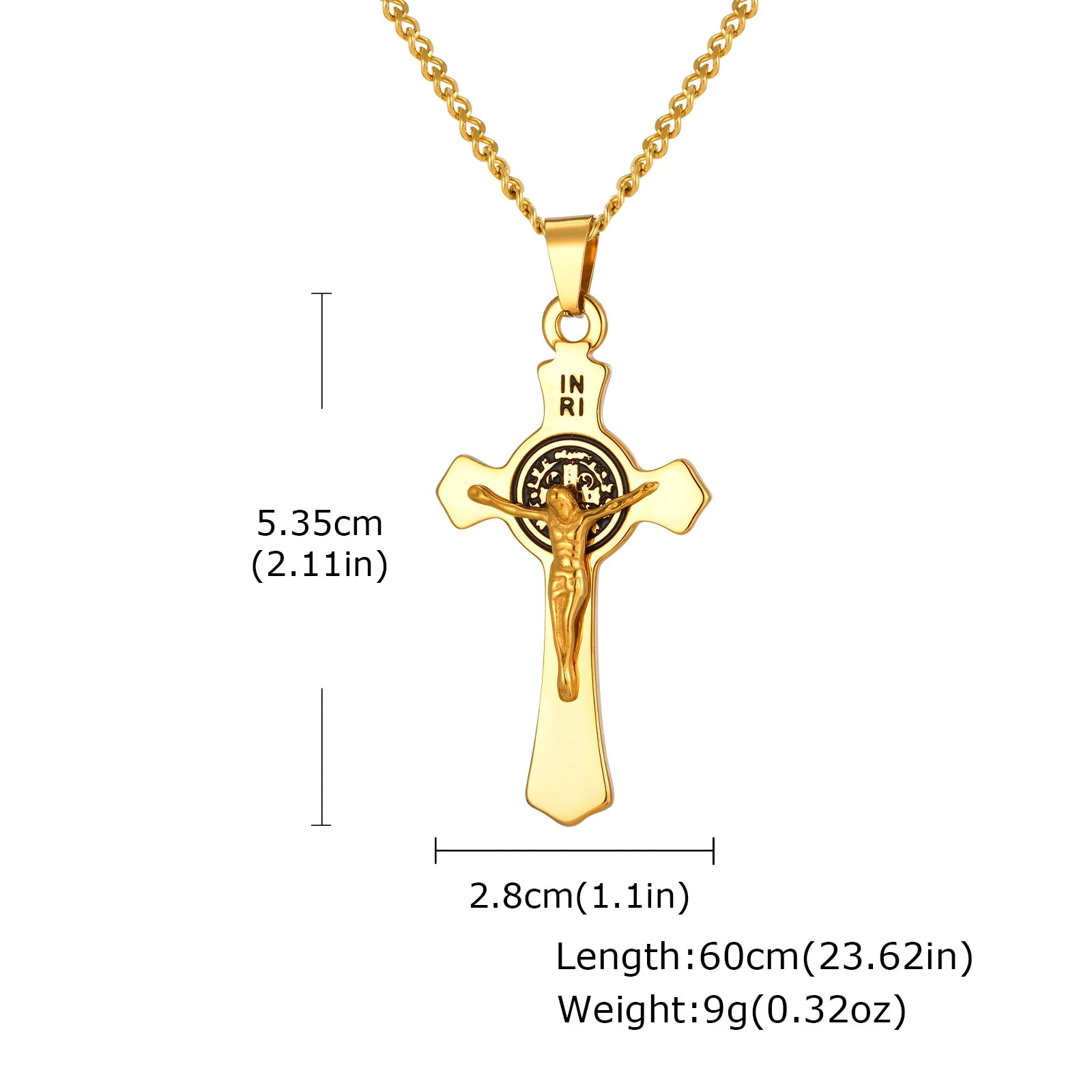 Stainless Steel Cross Necklace For Men, Christian Jesus Pendant Necklace, Catholicism Religious Faith Jewelry Easter Gifts