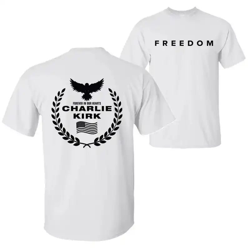 Charlie Kirk Freedom Shirt, Tribute Memorial American Hero Shirt Patriotic Activism Shirt Harajuku Graphic T Shirts Streetwear