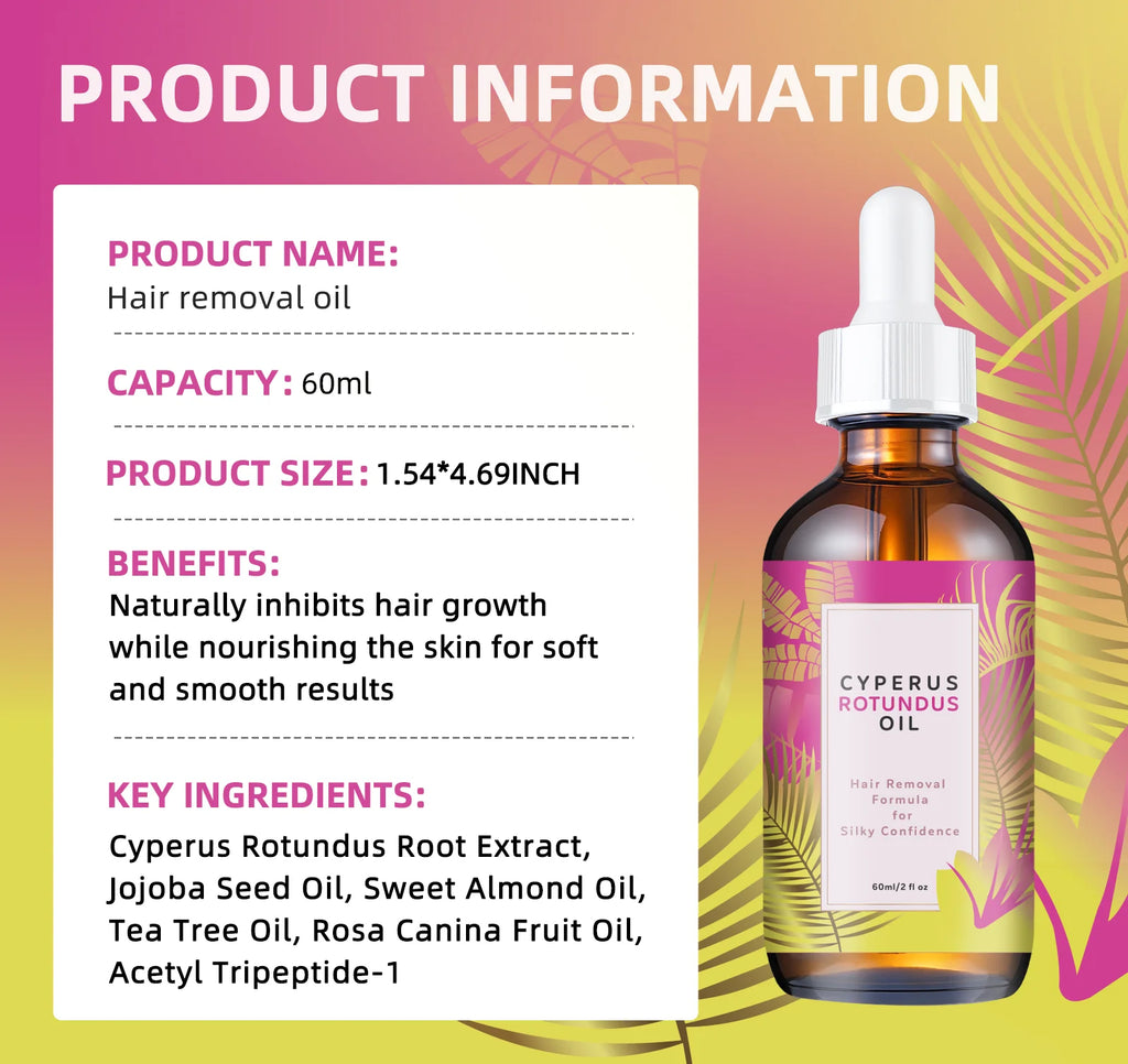 Natural Hair Reduction Body Oil 60ml – Plant-Based Jojoba + Almond, Smooths Skin, Tames Hair & Provides All-Day Nourishment