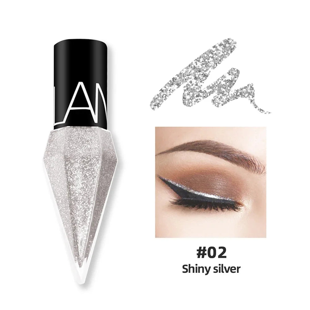 Liquid Eyeliner Professional Shiny Eye Liners Cosmetics for Women Pigment Silver Rose Gold Color Liquid Glitter Eyeliner