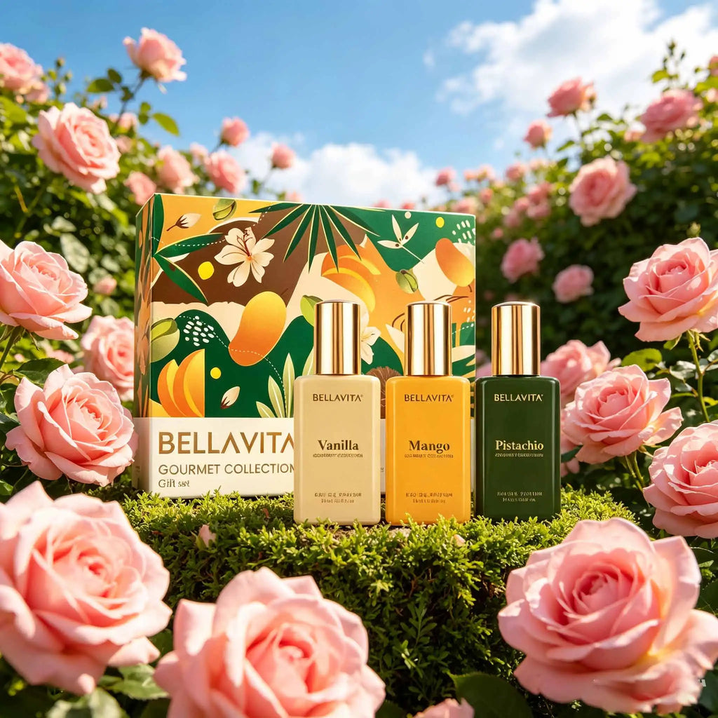 BELLAVI gourmet perfume gift box, a combination of three sweet scents of vanilla milk, sweet mango, and warm pistachio, which can gently heal the taste of the small crowd, is suitable for self use gift giving in a portable ca