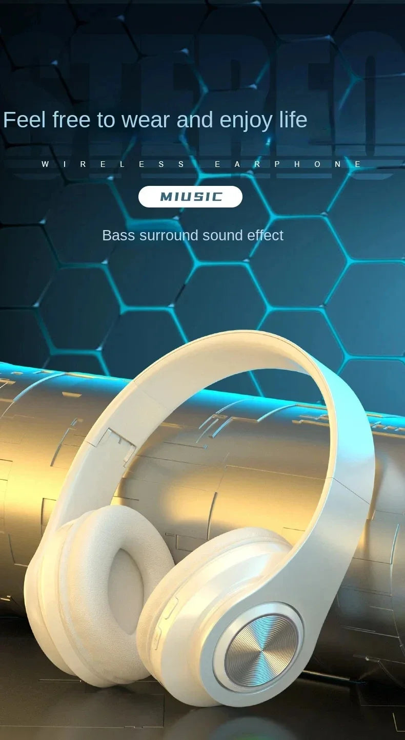 Bluetooth Headphones RGB Lighting Noise Cancellation Foldable Headsets Over Ear Stereo HIFI Sports Headset TF Music Player B39
