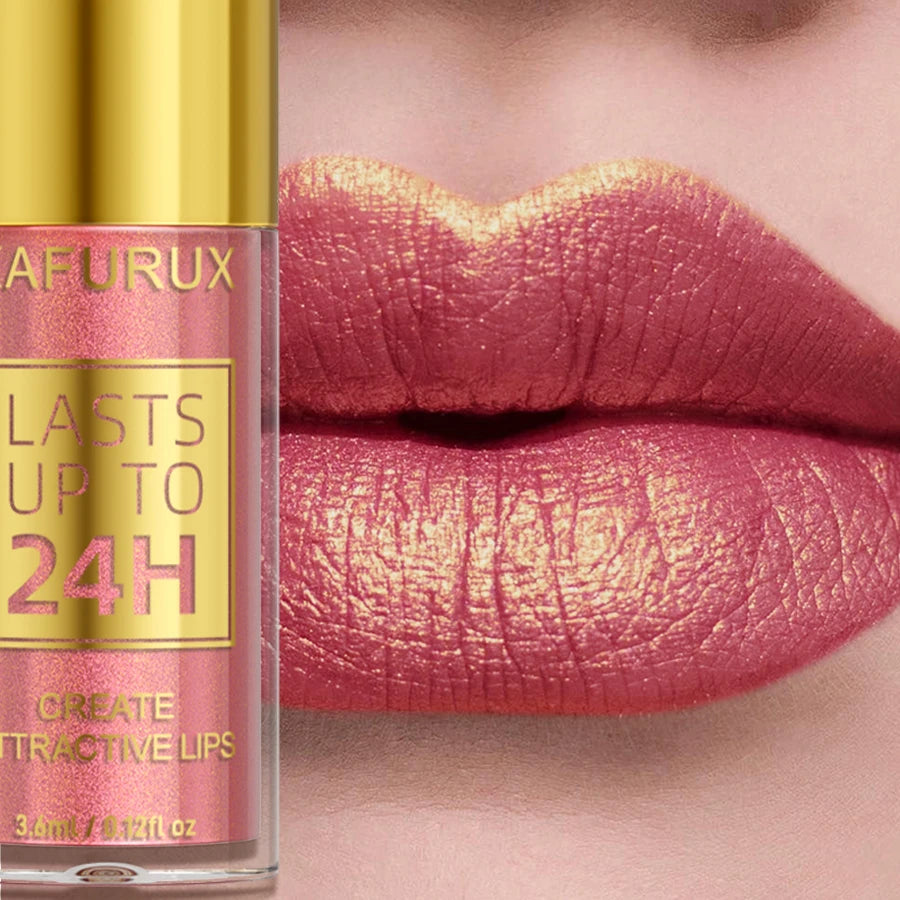 Kafurux Glitter Metallic Lip Gloss - Waterproof Long-Lasting Lip Tint