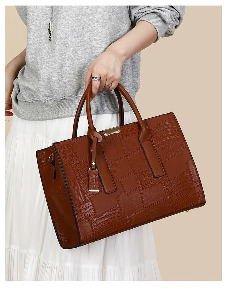 Trendy Lizard Pattern Mother-Daughter Handbag Summer 2025 Vintage Style Women's Tote Shoulder Bag Crossbody Bag Large Size