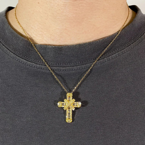 Cross Pendant Necklace Classical Sparkling CZ For Men Timeless Elegant Gift For Daily Wear