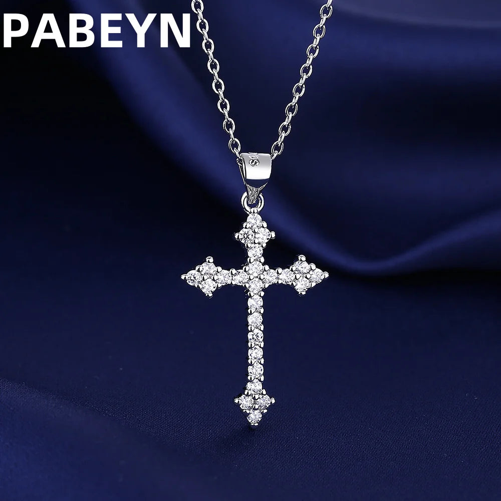 925 Sterling Silver AAAAA Zircon Cross Hip-Hop Necklace