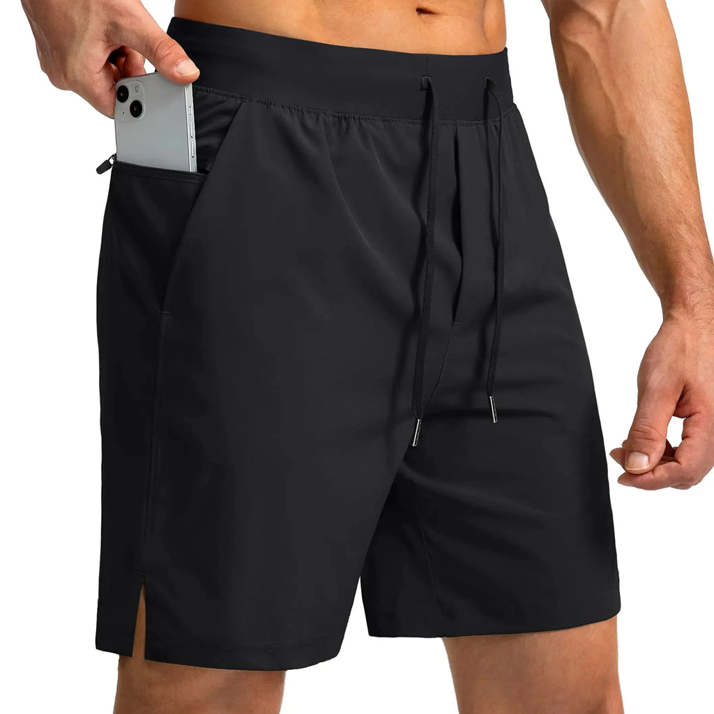 1Pcs/Mens Ice Silk Cooling Shorts Quick-Dry Workout Running Fitness Shorts With Zipper Pockets Athletic Gym Sportswear Loose Fit