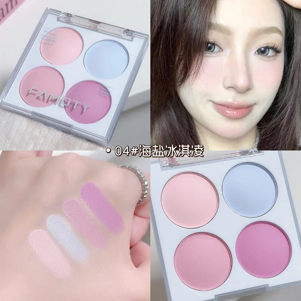 Matte Blush Powder Set 4 Colors For Warm Tone Cheeks Brightening Radiance For All Skin Tones