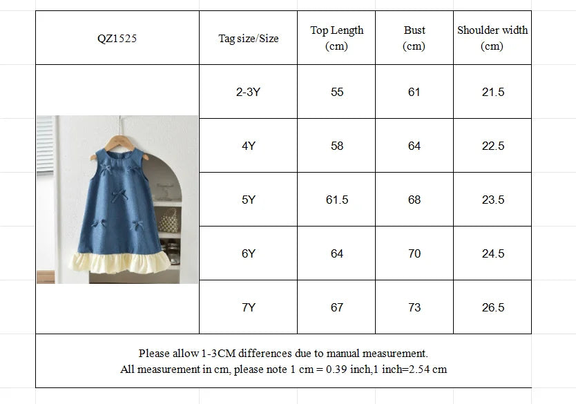 Blue Summer New Casual Girls' Clothes Round Neck Sleeveless Bow Lace Vest Princess Dress for Girls Aged 3-7 Korean Version