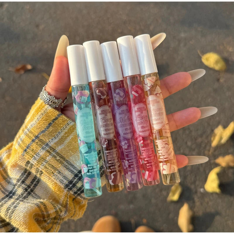 5pcs Gourmand Perfum Set Long Lasting Sweet Vanilla Cake Scent Mini Portable Fragrance Spray Set For Women