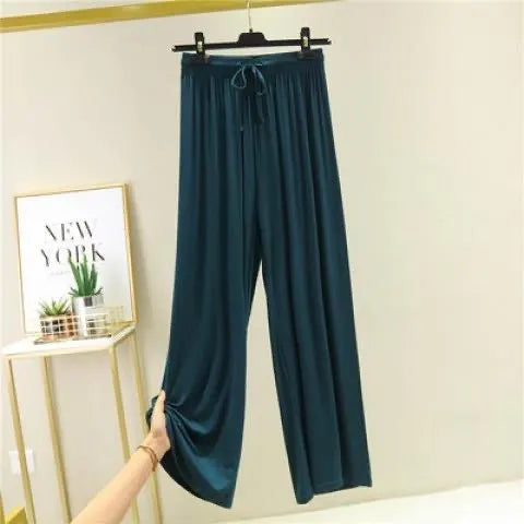 AINICEXIN Women's Wide Leg Pants - High Waist Casual Modal Trousers