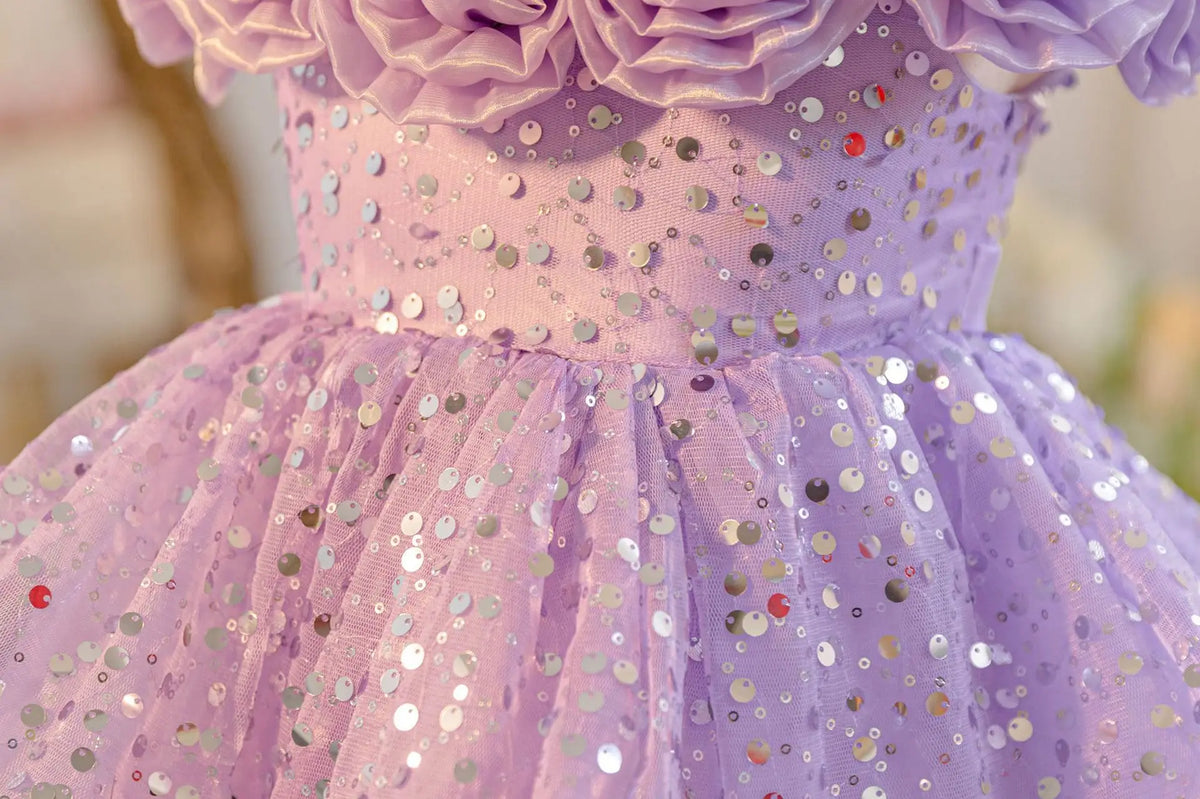 HETISO Flower Girls Sequins Birthday Wedding Party Ball Gowns Kids Child Formal Pageant Holiday Dresses 1-6 Years
