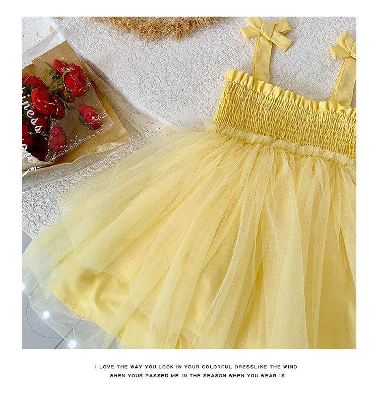 Kids costumes Flower girls tulle dress girls wedding tutu dress formal dress ceremonial dress yarn Suspenders dress