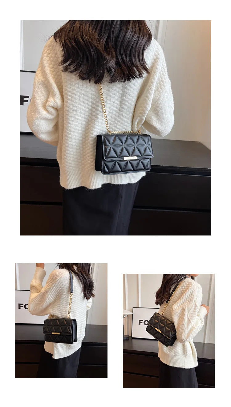 Women Quilted Chain Crossbody Bag Fashion Small Square Shoulder Purse Multi Color Casual Daily Handbag