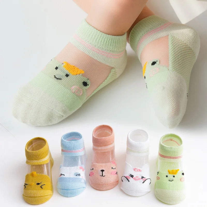 Kids Ultrathin Mesh Boat Socks – 5 Pairs, Ages 0-5Y