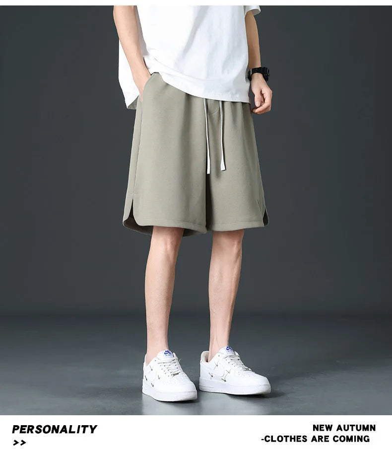 Loose Ice Silk Basketball Shorts Men's Summer Quick Dry Sport Mid-Pants American Breathable Casual Straight Loose Five-Quarter