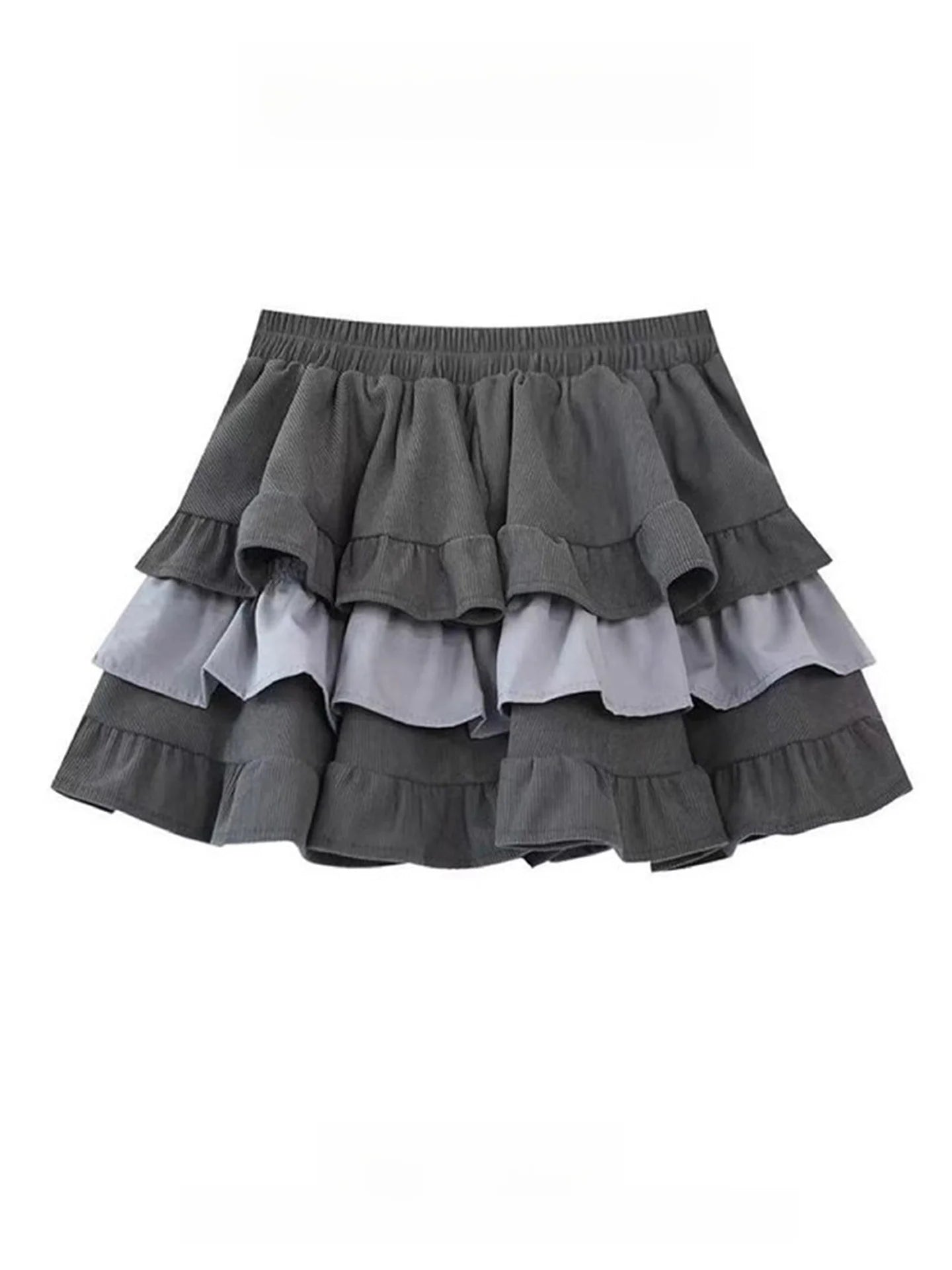 Ballet Style Light Beige Corduroy Puffy Skirt Women Spring Spicy Loose Waist Half Skirt Anti-Light Short Skirt
