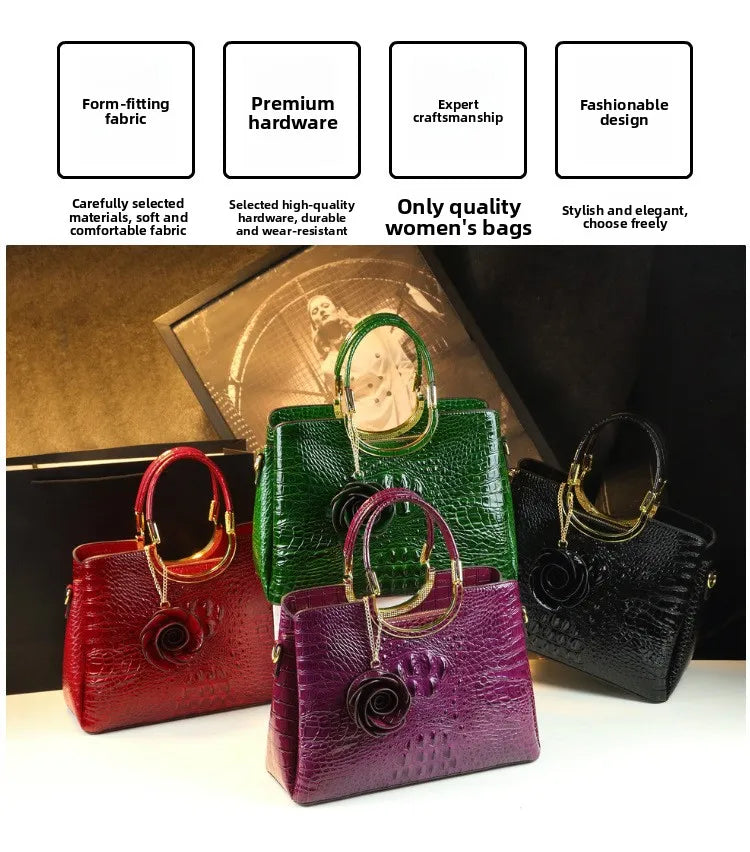 Elegant Leather Crocodile Pattern Wedding Handbag for Women Suitable for Bridal Events And Cheongsam Outfits European Vintage...