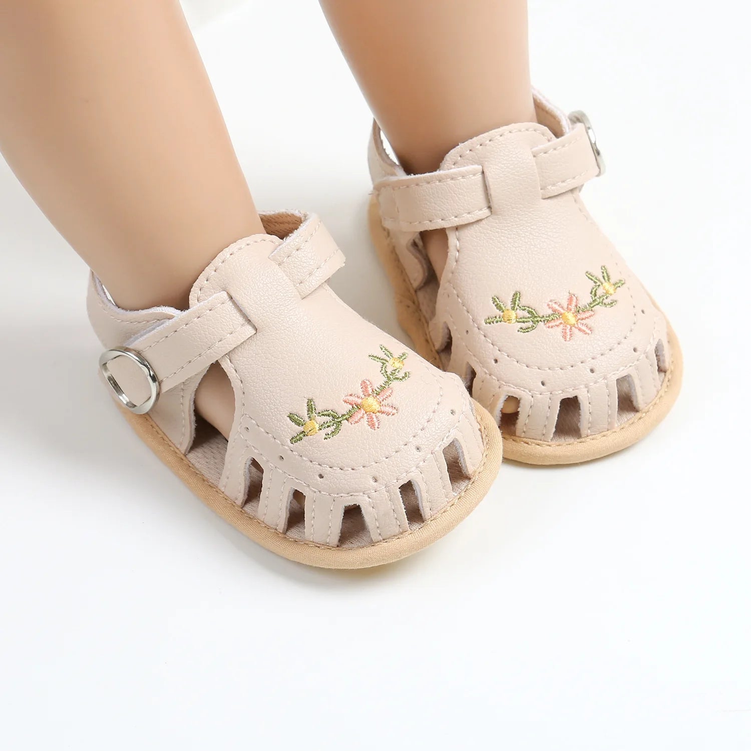 Infant Baby Girls Beach Sandals Flats and Soft Sole Non-slip Flower Princess Wedding Dress Walking Shoes for Newborn Baby