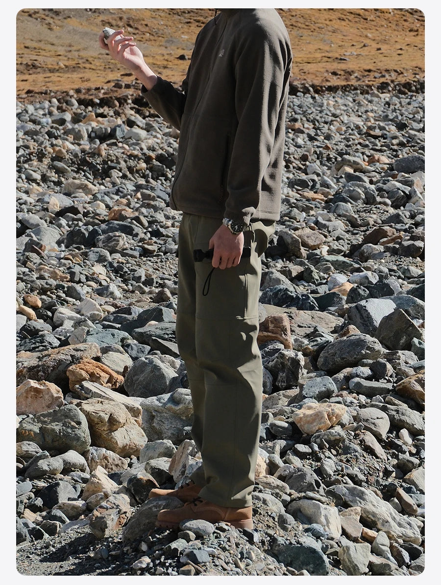 SIMWOOD 2026 Spring New Loose Straight Water Repellent Softshell Pants Men Elastic Hiking Trouser