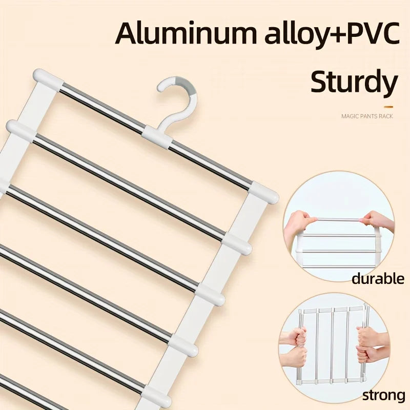 Multi Functional Pants Rack, Cloud Ladder Hanging, Folding Pants Rack, Stainless Steel Pants Clip, Multi-Layer Seamless Storage