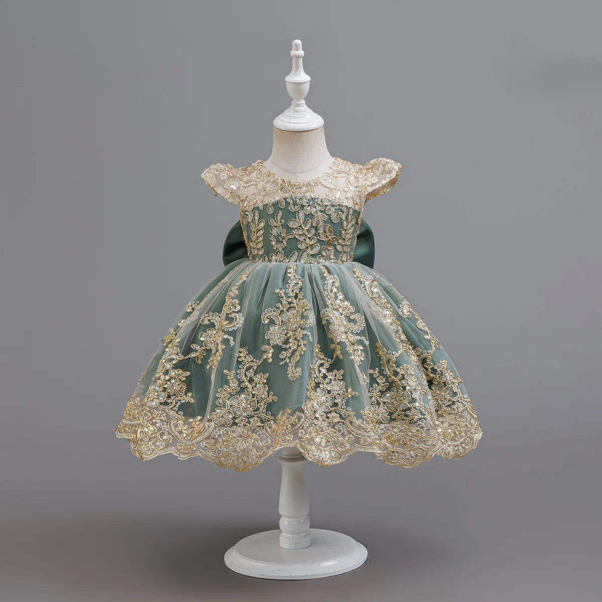 HETISO Children's Dress Princess Embroidery Lace Flower Girls Holiday Party Ball Gown Little Kids Summer Costume 1-6Y