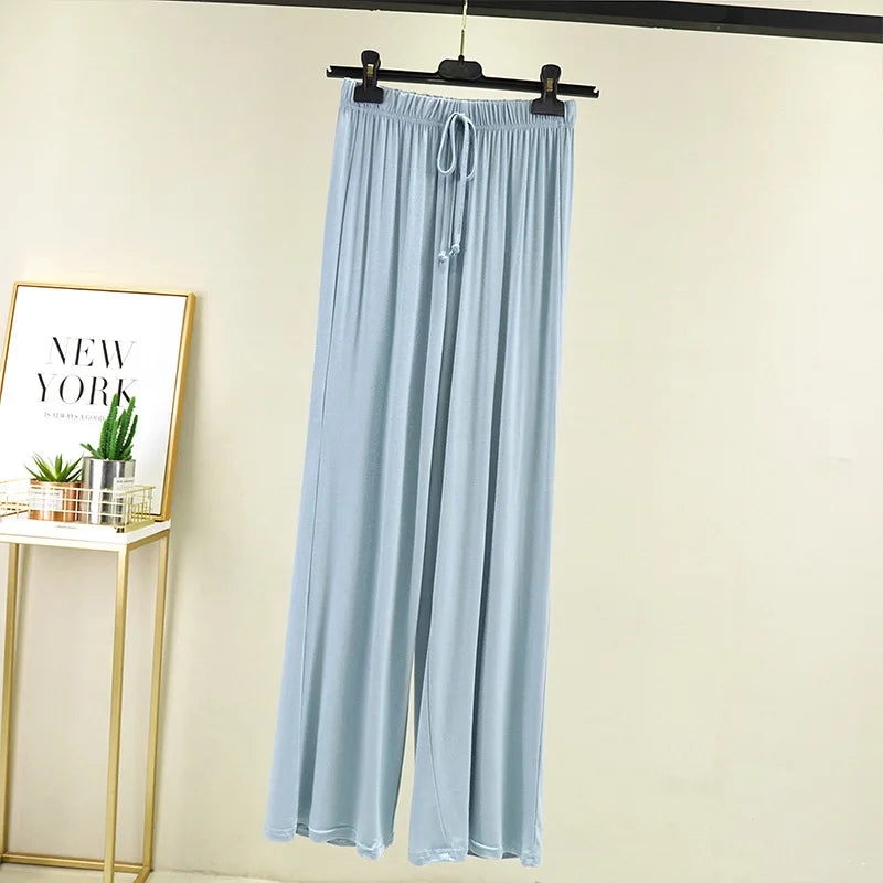 Women's Modal Straight Leg Pants - High Waist Casual Loose Slacks