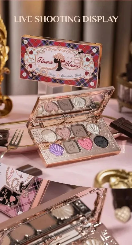 Flower Knows Eyeshadow Palette Cupid Chocolate Shop Swan Balllet Shimmer Matte Velvet Smooth &Highly Pigmented Long Lasting 10g