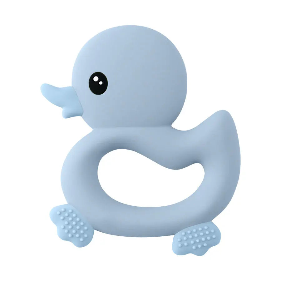 Mordedor de bebé, juguete de pato de dibujos animados, silicona sin BPA, suave juguete de dentición para bebés