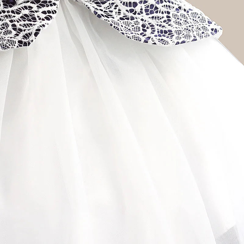 HETISO Lace Flower Girl Dress TUTU style Silk Belt Princess Kids Dresses 3 colors leopard Girls Party Dress for 1-6T