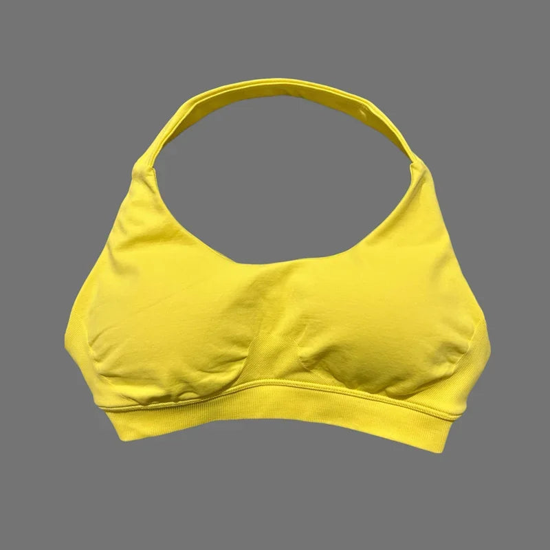Women Sports Bra Seamless Halter Yoga Clothes Removable Cups Women Workout Clothing Gym Backless Bra Running Workout Tops