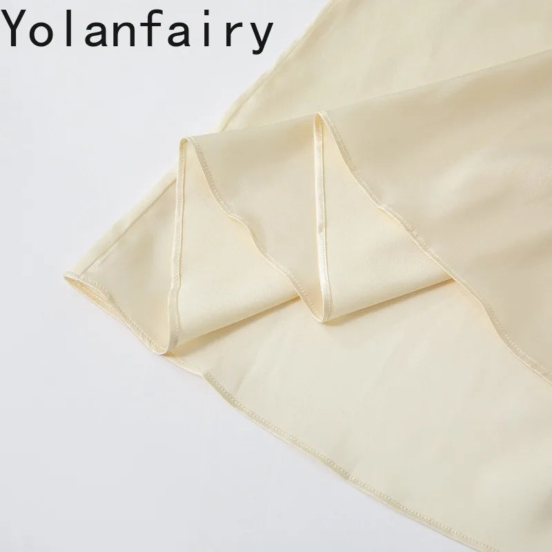 YOLANFAIRY 93% Real Mulberry Silk Pajamas for Woman 2026 Spring Summer High-end Sets Woman 2 Piece Short Sleeve Pijamas De Mujer