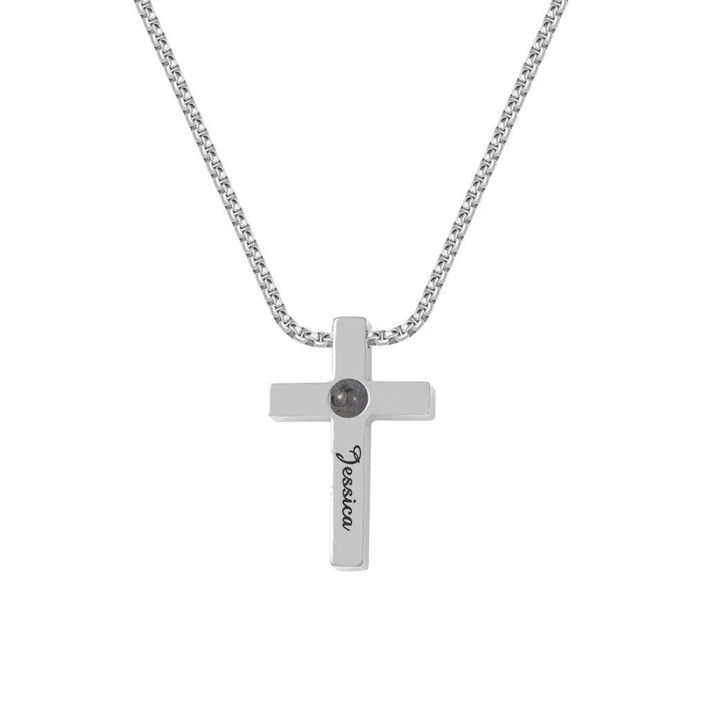 Dascusto Customized Cross Projection Necklace Men Personality Memorial Gifts For Birthday Anniversary Best Gifts Men's Jewelry