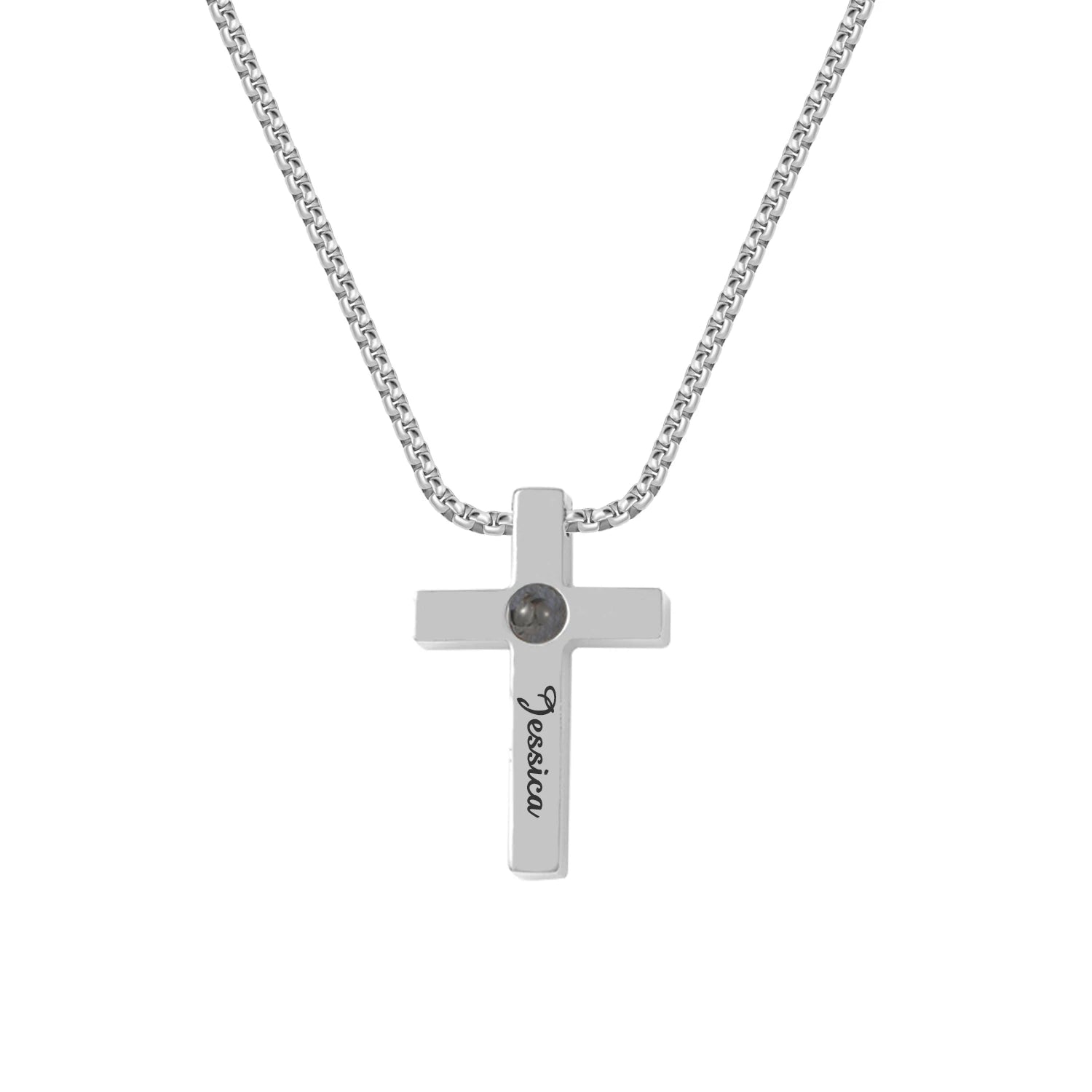 Dascusto Customized Cross Projection Necklace Men Personality Memorial Gifts For Birthday Anniversary Best Gifts Men's Jewelry