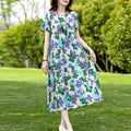 New Print plus size 2026 New Fashion Floral Printed Summer Dress Vestidos Elegant Short Sleeve Slim O-Neck Party Women clothing