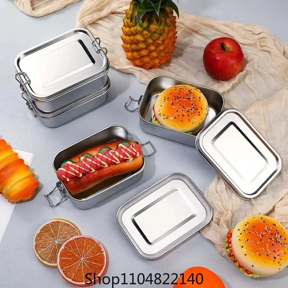 Fiambrera Bento de acero inoxidable, recipientes de almacenamiento de alimentos de metal con cierres de seguridad, fiambreras para el trabajo o la escuela