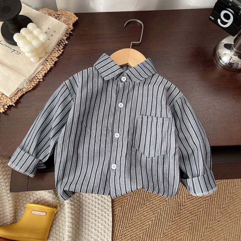 Ienens Kids Plaid Long Sleeve Shirt - Cotton Blend, Unisex