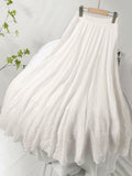 High Quality Cotton Linen Maxi Skirt Women Casual Elastic High Waist Pleated A-Line Beach Skirts Boho Saia Feminina Faldas Jupe