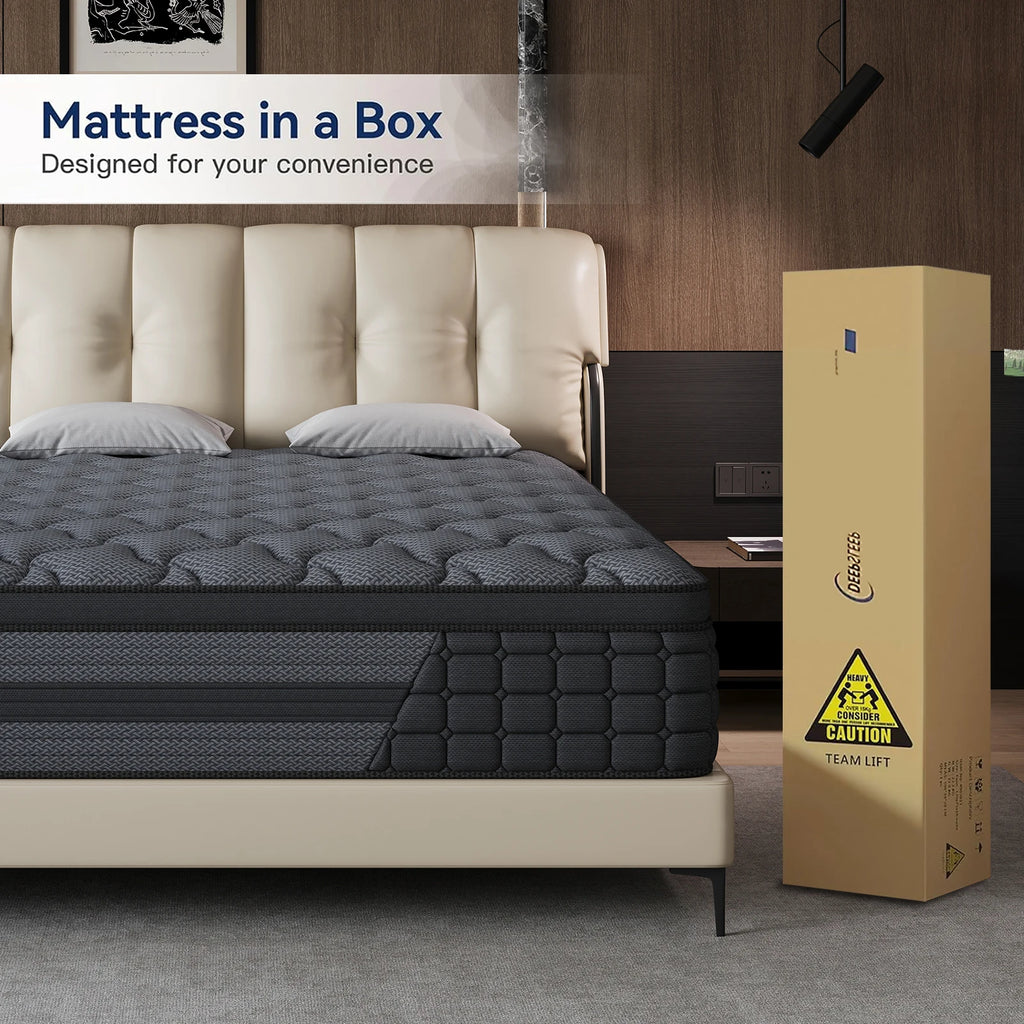 Queen King Mattress 12 Inch 14 Inch Twin Full Superior Firm Hybrid Mattress In A Box - Euro Top Luxury Mattress-Gel Memory Foam And Innerspring Hybrid Mattress For Motion Isolation, Edge Support
